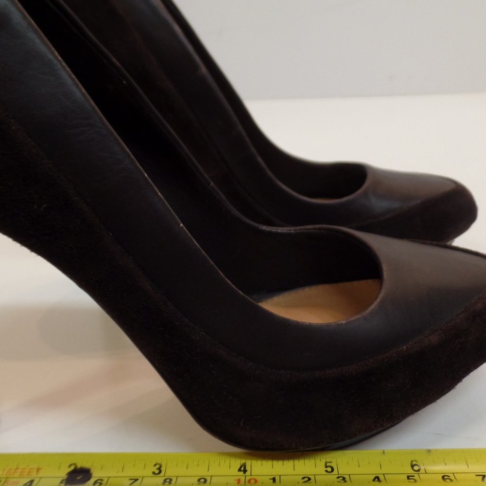 BADGLEY MISCHKA BROWN LEATHER SZ 6.5 HEELS - Picture 11 of 16